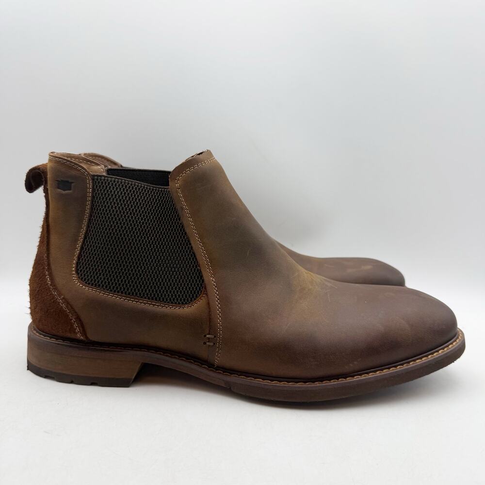 Florsheim Mens Chalet Plain Toe Chelsea Boots Size 10.5 Wide Brown Leather EUC
